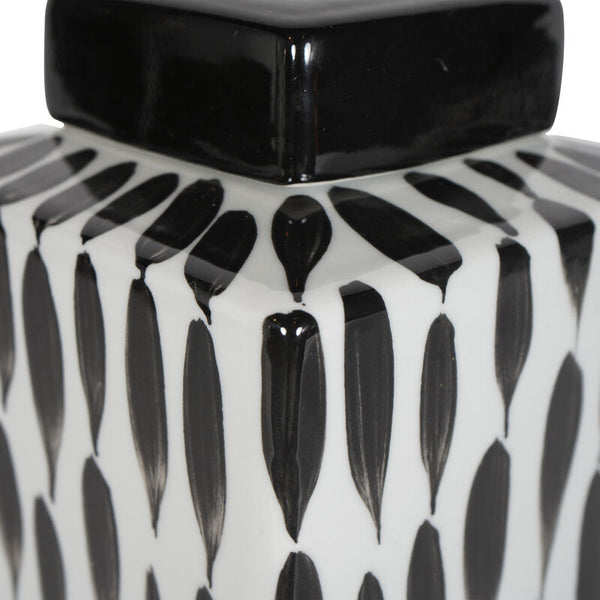 Black and White Striped Square Jar Large 30cm