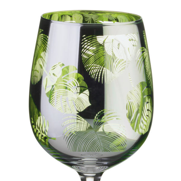 Set of 2 Tropical Leaves Wine Glasses