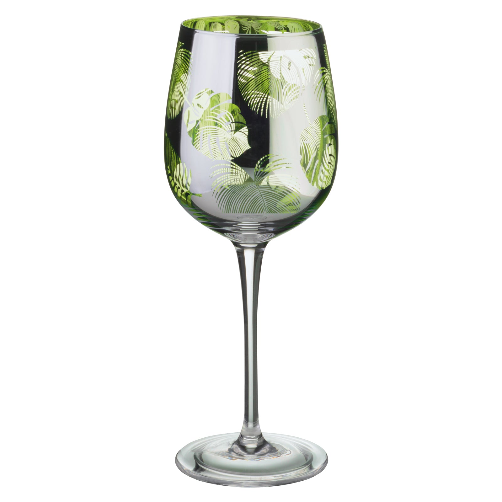 Set of 2 Tropical Leaves Wine Glasses