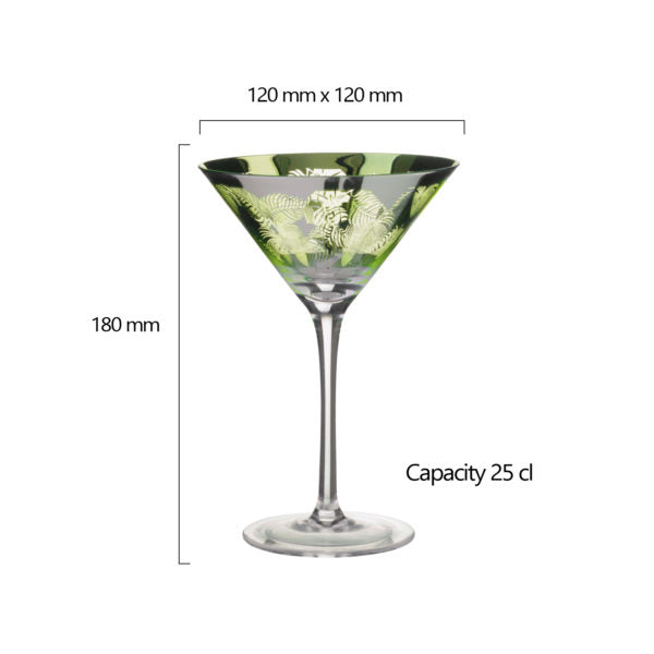 Set of 2 Tropical Leaves Cocktail Glasses