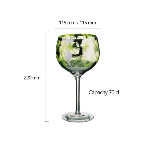 Set of 2 Tropical Leaves Gin Glasses