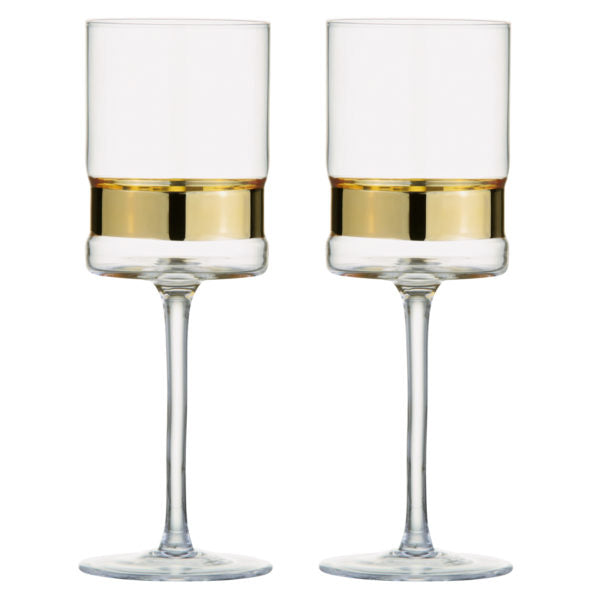 Set of 2 SoHo Wine Glasses Gold