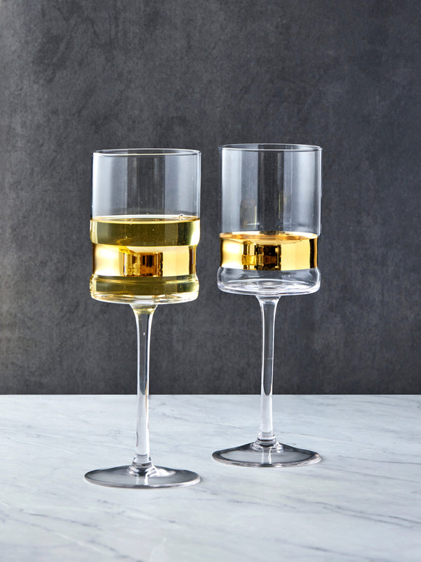 Set of 2 SoHo Wine Glasses Gold