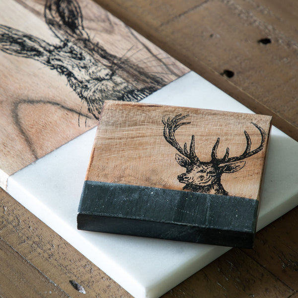 Stag Coasters Black Marble (Set of 4)