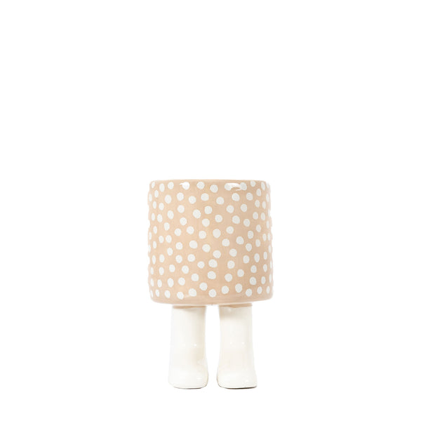 Polka Planter With Feet Large Beige