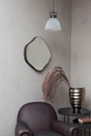 Metal Framed Mirror Oak Wood Finish Small 59x61cm