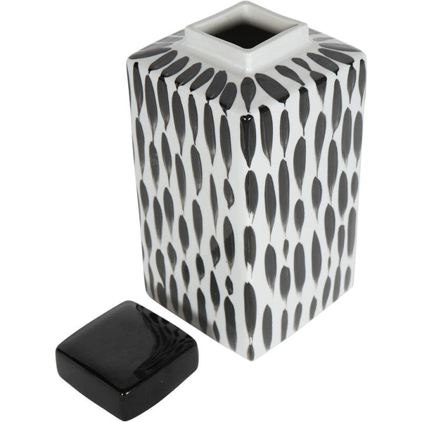 Black and White Striped Square Jar Large 30cm