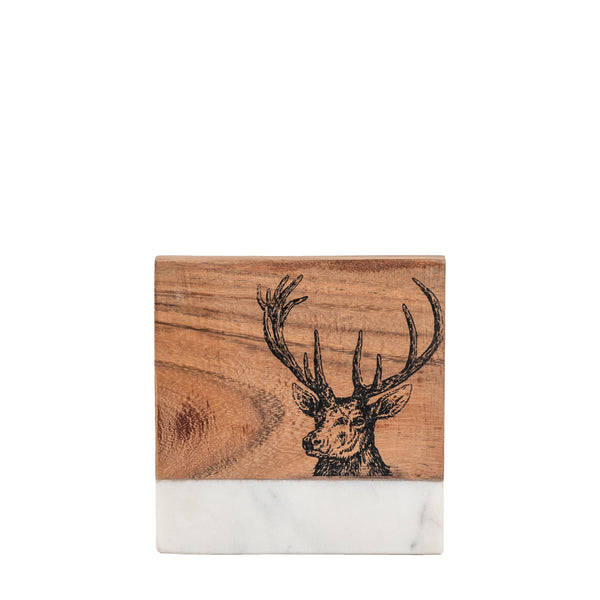 Stag Coasters White Marble (Set of 4)