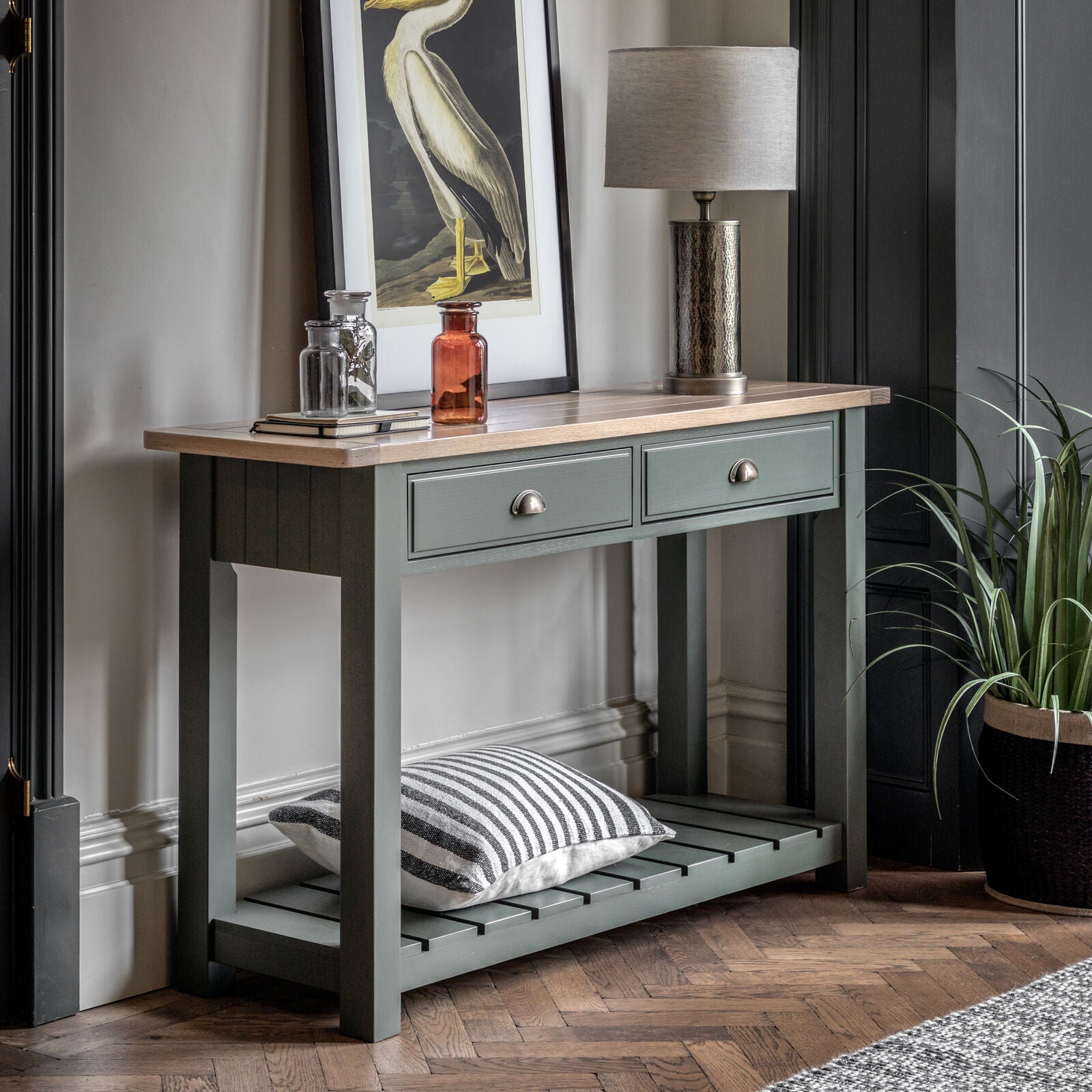 Mia 2 Drawer Console Moss