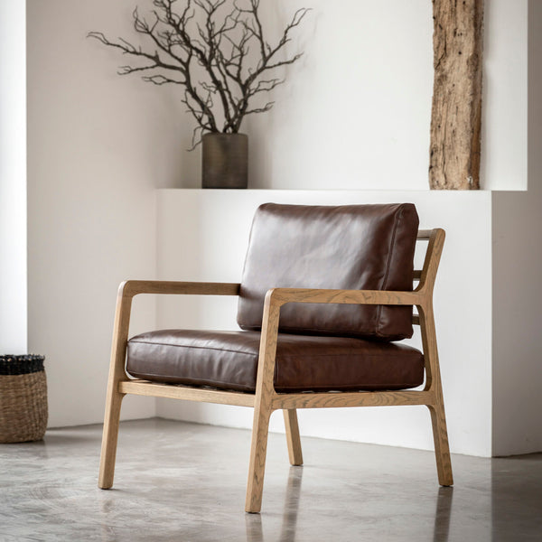 Aubrey Armchair Brown Leather