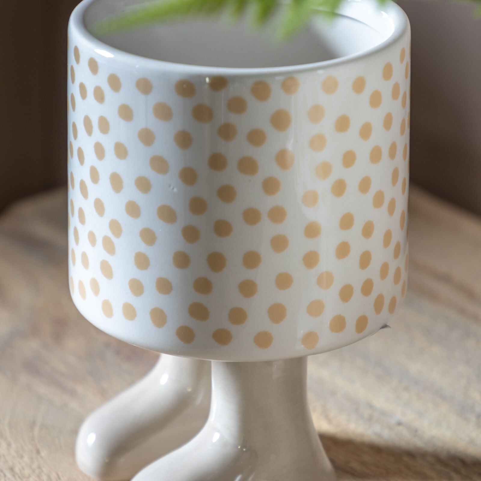 Polka Planter With Feet Medium White