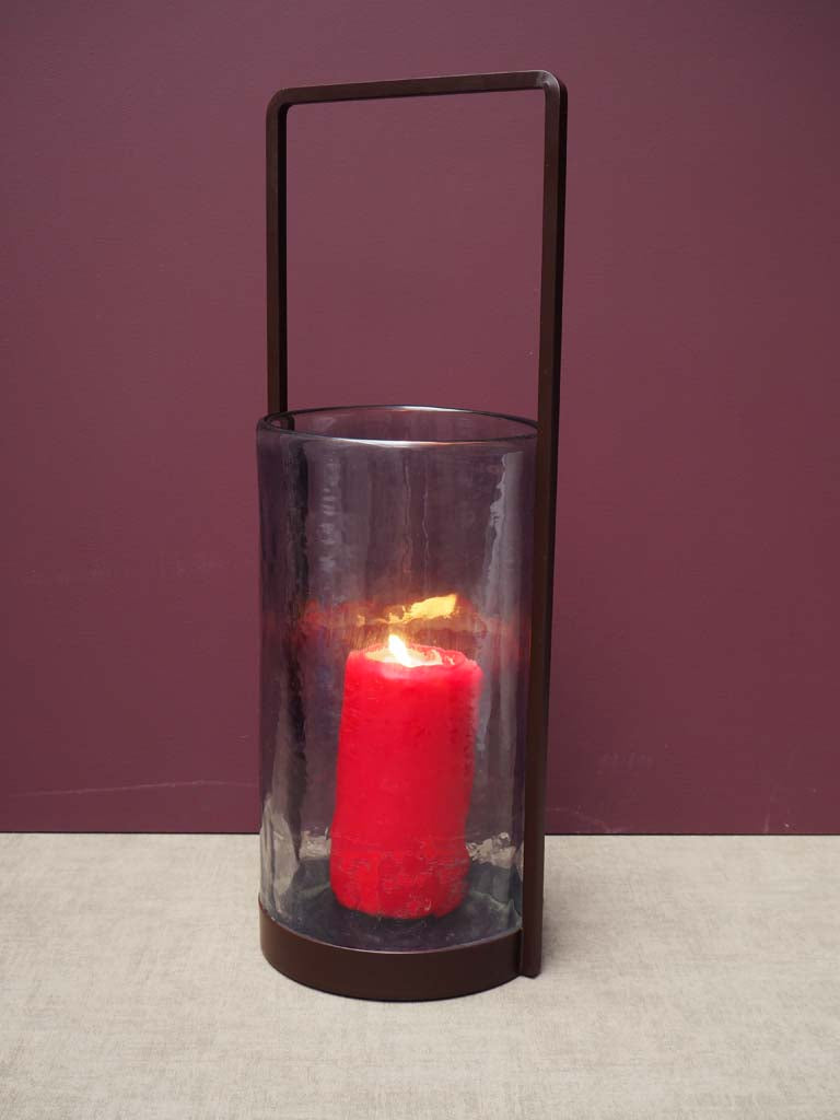 Metal Handled Glass Lantern 