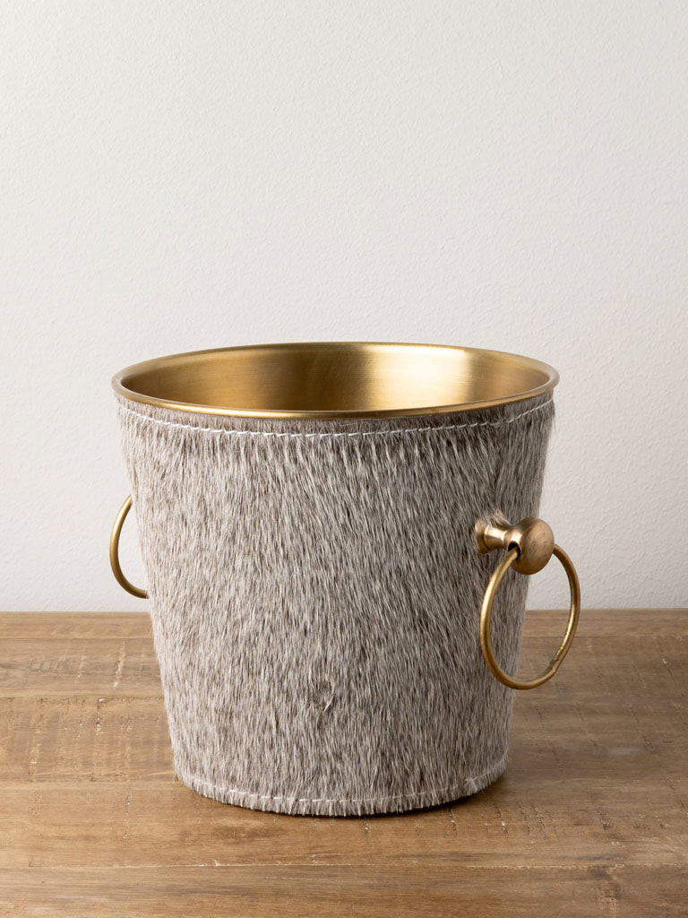 Cow Hide Small Ice Bucket