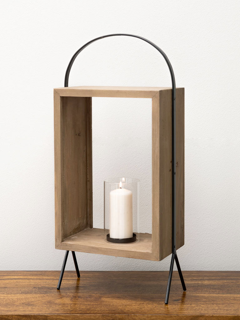 Wooden Lantern with Rounded Handle