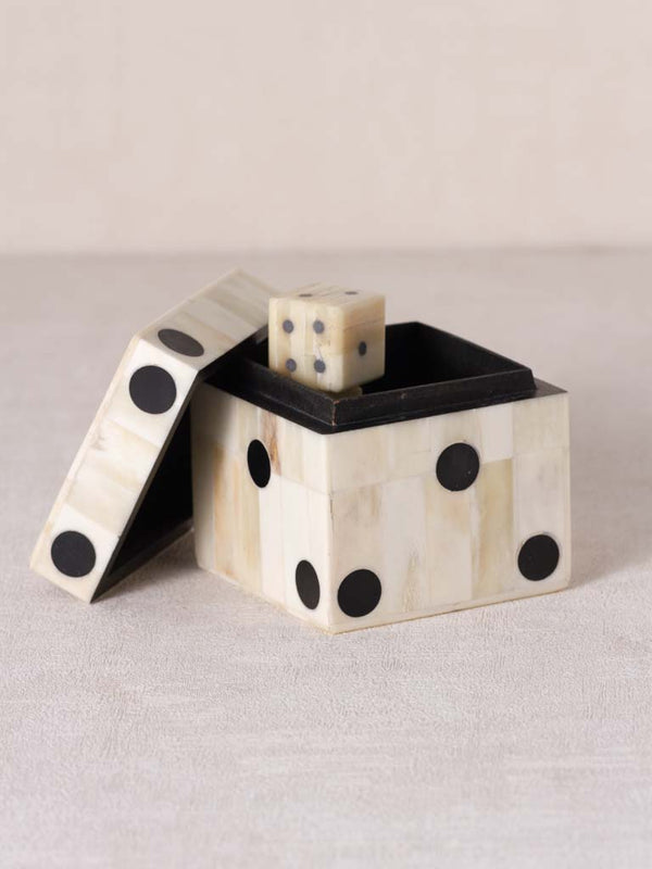 White Dice Box with 5 Dice