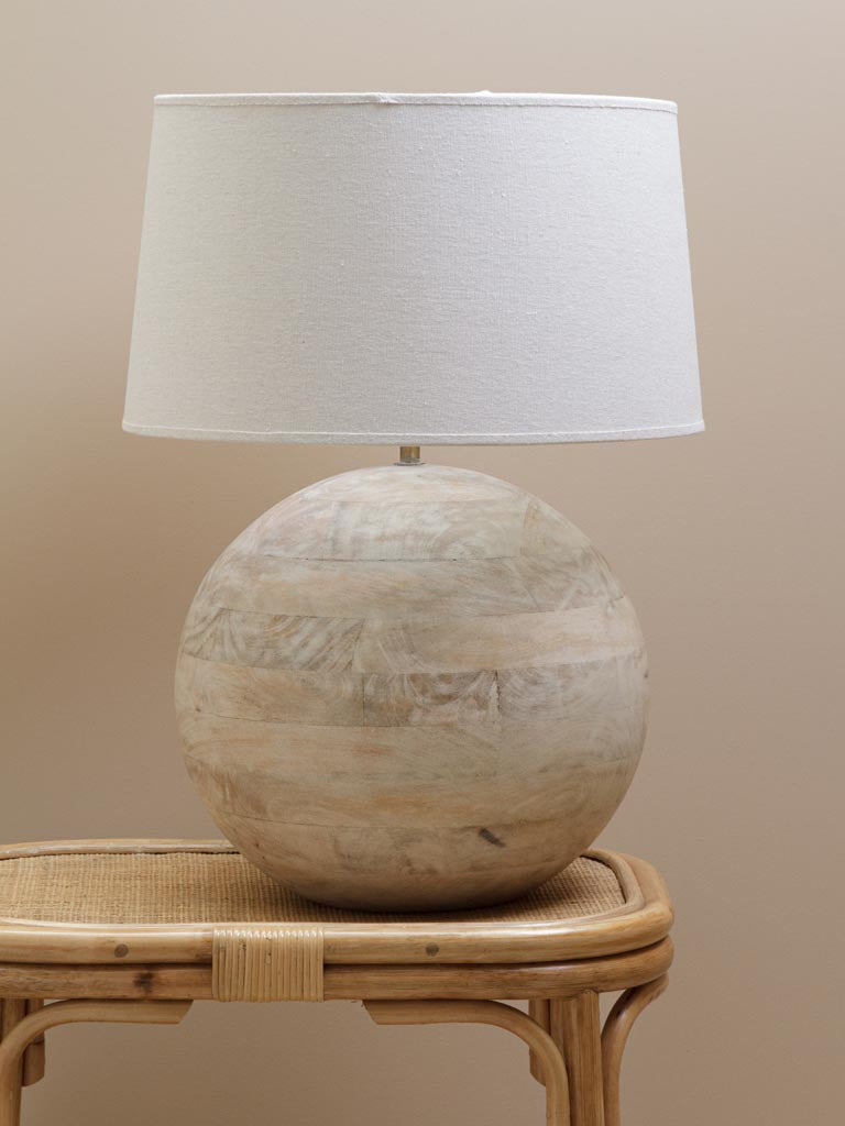 Round Mango Wood Table Lamp