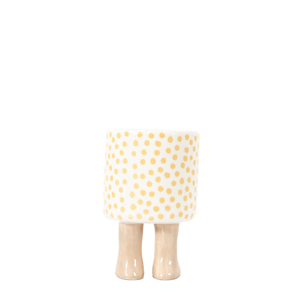 Polka Planter With Feet Large White