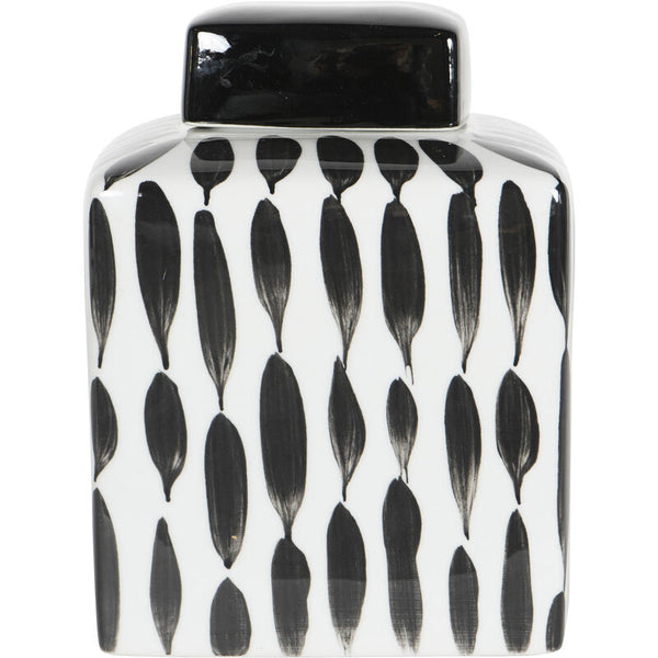 Black and White Striped Square Jar Small 20cm