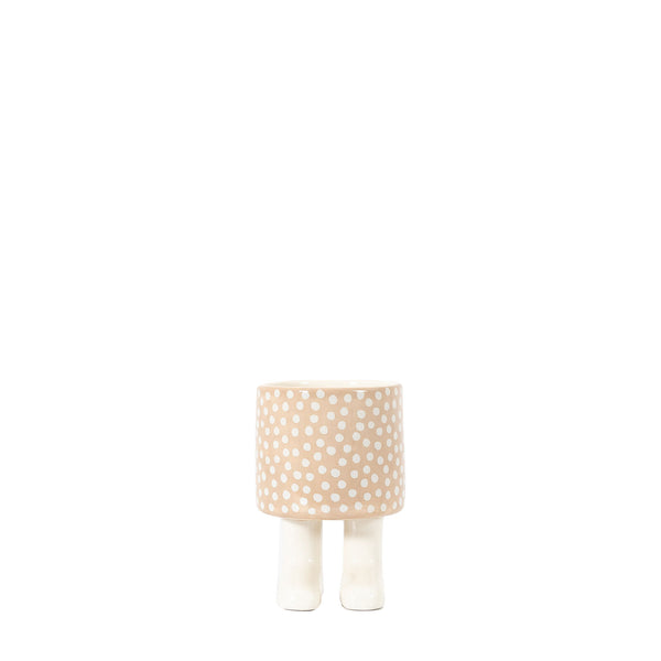 Polka Planter With Feet Medium Beige