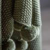 Moss Stitched Pom Pom Throw Olive